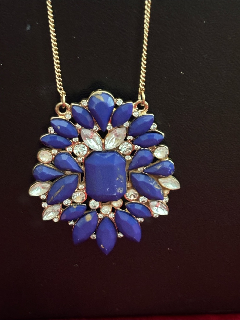Bold Royal Blue Statement Pendant Necklace